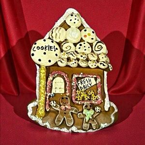 Gingerbread House Christmas Pin 2.5" Brooch Vintage 80s/90s